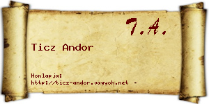 Ticz Andor névjegykártya
